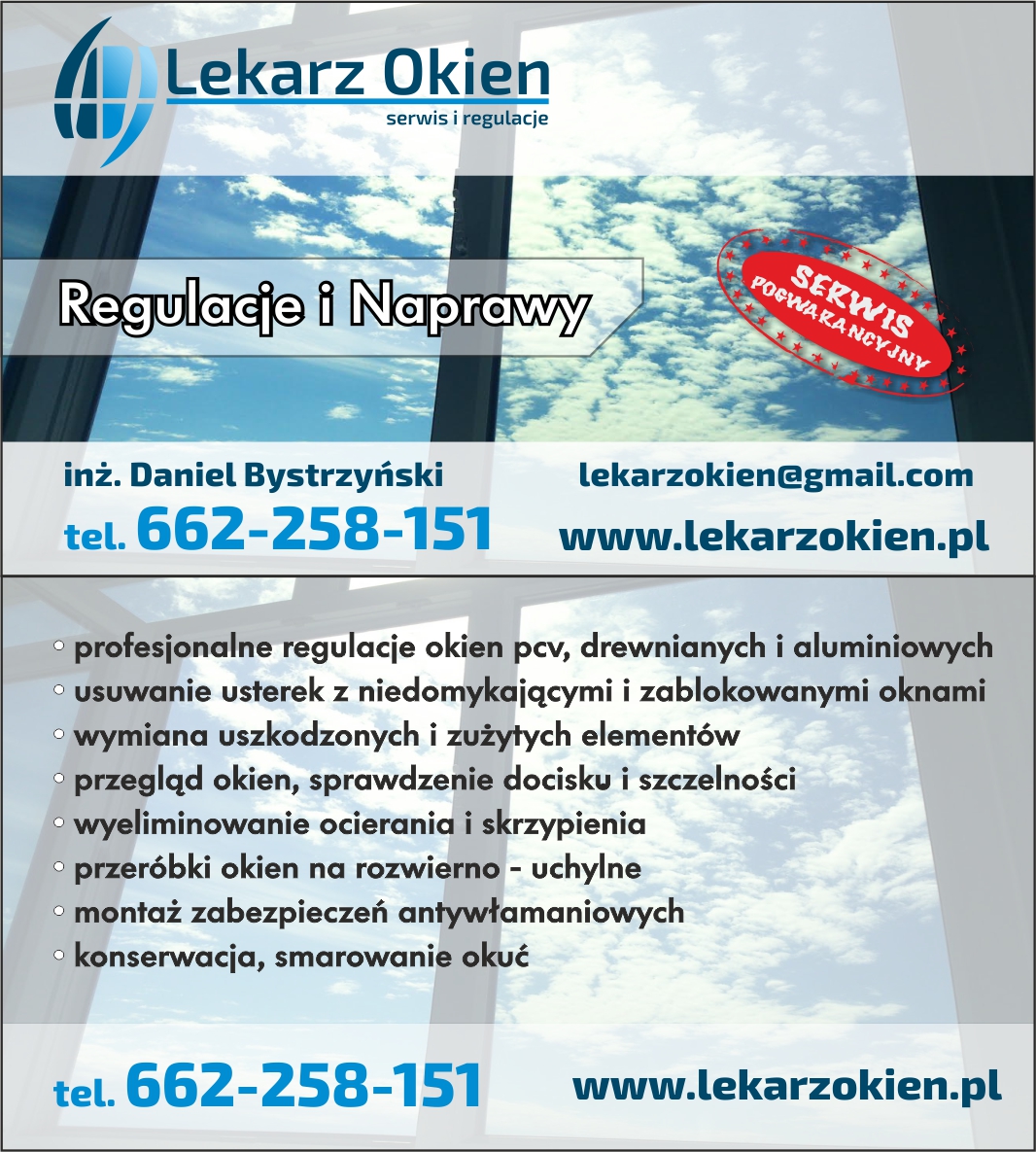 Lekarz okien wizytówka